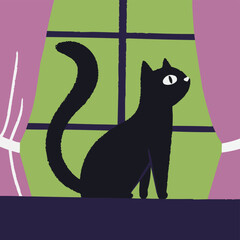 cat-silhouette-with-a-long--flowing-tail--elegant-.eps