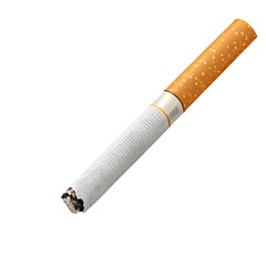 Realistic Burnt Cigarette with Ash Isolated on White Background as Transparent PNG, AI Generated
