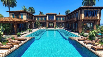 Fototapeta premium Luxury home with a big pool