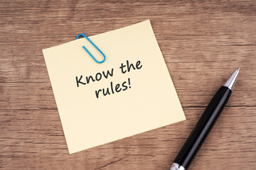 Know The Rules written on a paper