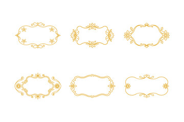 Set of vintage decorative frames with ornate gold patterns and floral elements