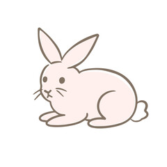 Hand Drawn Bunny. Whimsical Rabbit Line Art Sketch