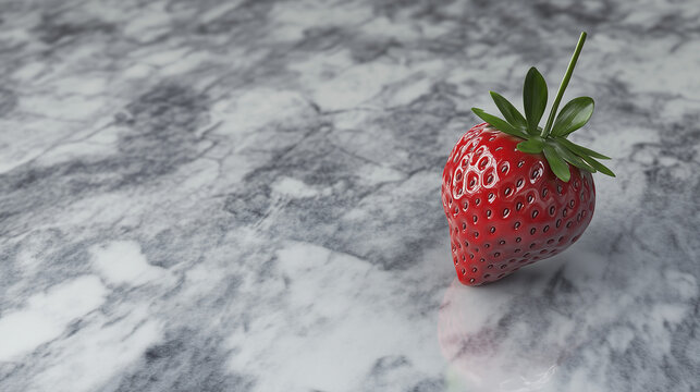 Ripe Strawberry on white marble table