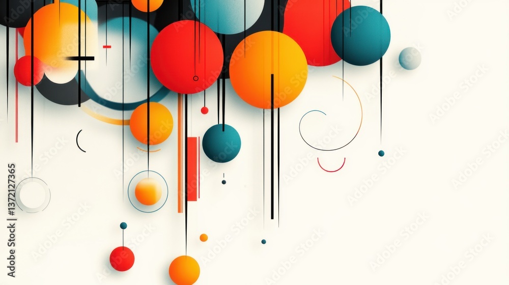 Aufkleber abstract colorful circles and lines design background illustration perfect for modern website banner