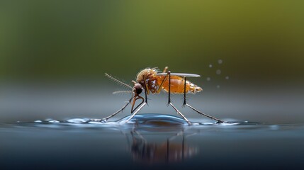 Mosquito on water droplet (3)