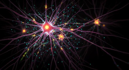 Obraz premium Human brain, neurons firing, neural extensions and cognitive learning plasticity