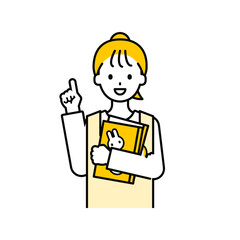 上半身のポーズ_シンプルな保育士の女性16