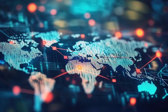 Global connectivity, seamless currency exchange and cross border money transfers visualized through network, Global Network Financial connectivity