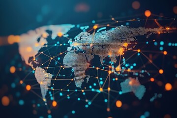 Global connectivity, seamless currency exchange and cross border money transfers visualized through network, Global Network Financial connectivity