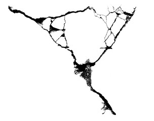 One big crack with many small cracks and holes PNG transparent background