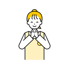 上半身のポーズ_シンプルな保育士の女性07