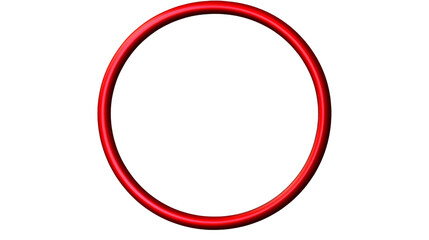 Red Circular Frame 3D Glossy Ring Isolated on Transparent Background, circle, graphic design, red element