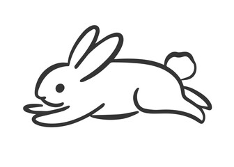 Hand Drawn Bunny Whimsical Running Rabbit Line Art