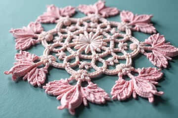 Obraz premium Intricate floral lace doily, delicate texture, shabby, knit