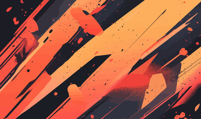 Vibrant Minimalist Abstract with Bright Orange Gradients and Memphis Style