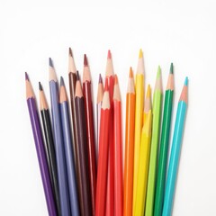 Fototapeta premium Children's colored pencils on a white background