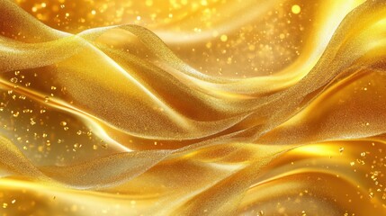 Fototapeta premium gold luxury wave design Abstract elements with glitter effect on golden background, generative ai. illustration