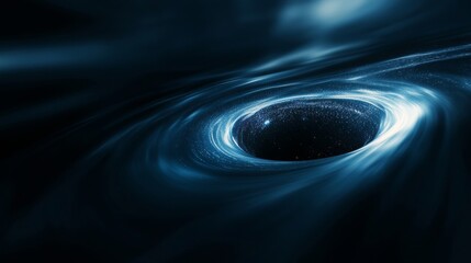 Serene minimalist abstract of a black hole accretion disk with soft lights on dark backdrop