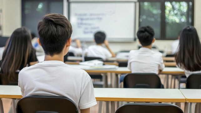Classroom Backview Students Class Junior High School High School University Focused