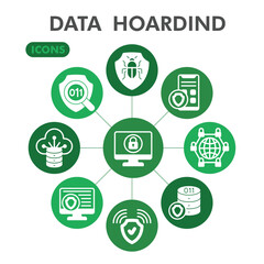 Data hoarding symbols collection or sketches. files storage theme icons in glyph style signs for web and app. Vector graphics isolated on white background.