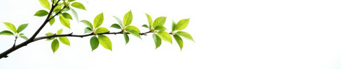 Fototapeta premium Single branch isolated on white background with soft focus, tree, foliage, branches