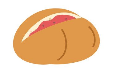 シンプルな苺ジャムパンのイラスト
