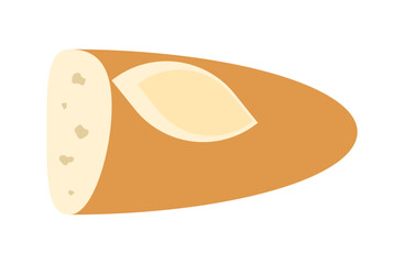 シンプルな半分のフランスパンのイラスト