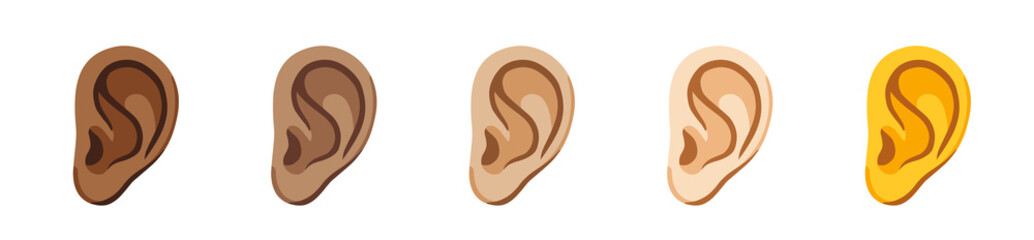 Five Ears with Different Skin Tones