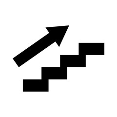 Stairs up arrow graph sign icon. Flat web walk step design vector illustration .