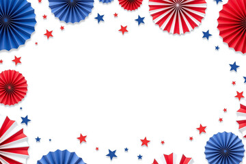 Obraz premium 4th of july background with red white and blue paper fans1