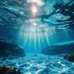 underwater scene with underwater world