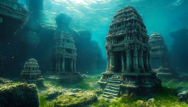 AI generated image of Dwaraka, the ancient Indian city submerged under the sea mentioned in the Indian epic Mahabharata