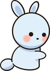 A cute little blue bunny with a pink nose and a blue face.