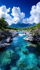 Fototapeta premium Mountain River Scenic View (2)