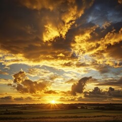 Obraz premium Sun setting on a picturesque scene