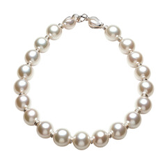 Fototapeta premium Luxurious pearl necklace, soft lighting, isolated on white background, elegant jewelry showcase