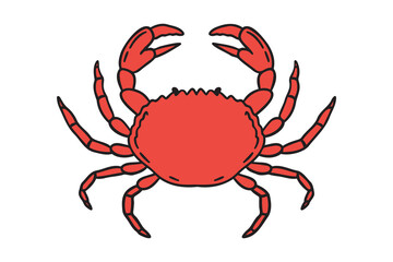 red crab icon doodle hand drawn. Cartoon colorful crab line drawing clipart symbol