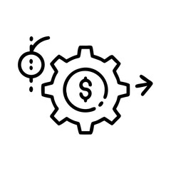 Cog with dollar in motion representing financial concepts