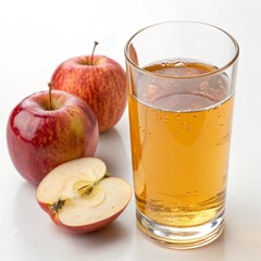 Apple cider vinegar in white background