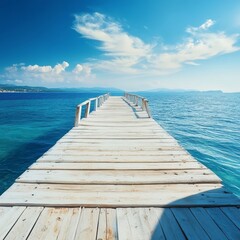 Obraz premium Pier on blue sea and sky