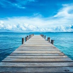 Tranquil seascape with pier