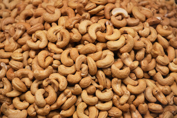 many roasted cashews food background