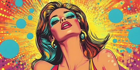 Woman with a colorful hair and a bright smile. She is wearing a red top and a gold earring