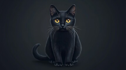 Obraz premium Cat vector black kitten icon neko calico pet character