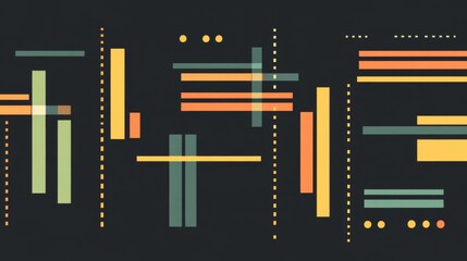 Abstract Geometric Composition Warm Tones and Dashed Lines, abstract art, geometric design