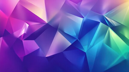 Obraz premium A vibrant and abstract polygonal design, showcasing a blend of purple, blue, and green in a dynamic geometric shape. illustration