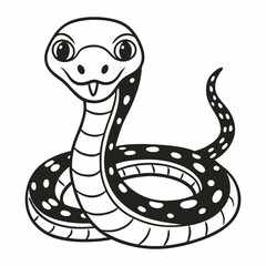 Fototapeta premium Snake Illustration Black and White Art with Cute Design