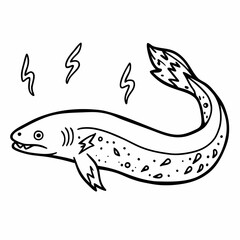 Fototapeta premium Black and White Electric Eel Illustration