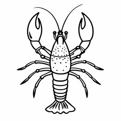 Black and White Lobster Illustration Detailed Line Art  for Seafood Designs