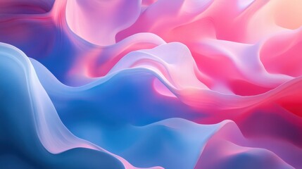 Fototapeta premium Generative AI illustration of colorful abstract background with pink and blue multicolored wavy surfaces illustration
